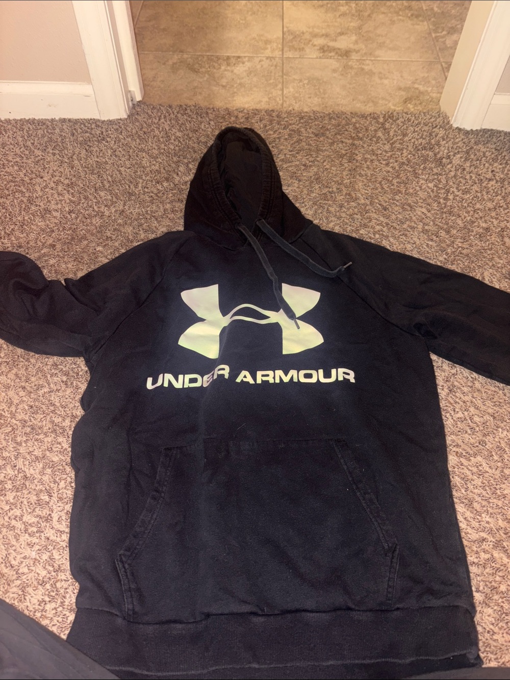 Under Armour Men’s Black Zip-Up Hoodie with White Logo